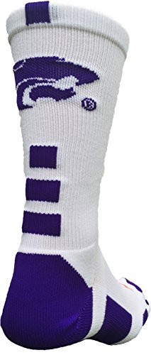 TCK Kansas State Wildcats Baseline 2.0 Crew Socks  White Purple  Medium