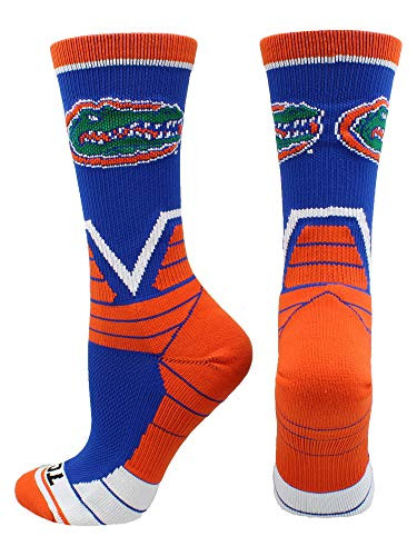 TCK Florida Gators Victory Crew Socks  Royal Orange White  X-Large