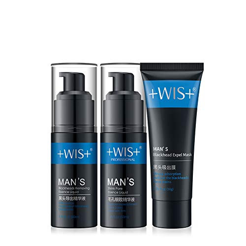 WIS Men's Blackhead Remover and Pore Minimizer 3 in 1 Set Blackhead Remover Mask Pore Tightening Pore Cleaner Blackhead Removal Pore Strips Deep Cleansing Pore for Nose