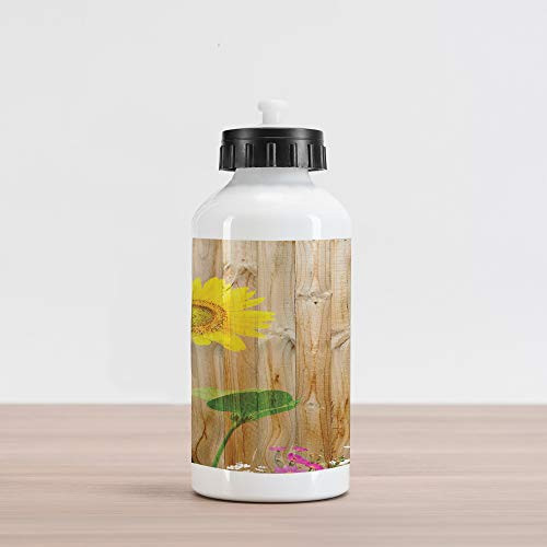 Lunarable Sunflower Aluminum Water Bottle Sunflower Painting on Wooden Background Timber Countryside Theme Aluminum Insulated Spill-Proof Travel Sports Water Bottle Sand Brown Yellow Green Lunarable Sunflower Aluminum Water Bottle Sunflower Painting on Wooden Background Timber Countryside Theme Aluminum Insulated Spill-Proof Travel Sports Water Bottle Sand Brown Yellow Green