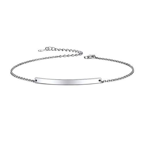 ChicSilver Womens Anklets 925 Sterling Silver Pipe Bar Tube Ankle Bracelet Adjustable Link Chain Anklets Simple Delicate Boho Beach Foot Jewelry