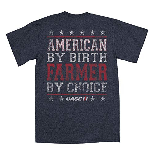Farmer by Choice - CASE IH International Harvester Men's Short Sleeve Graphic T-Shirt Heather Blue