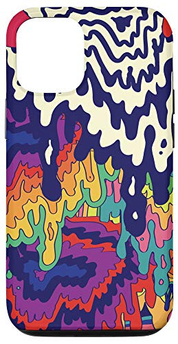 iPhone 12 12 Pro Trippy Paint Drip Doodle Blue Red Purple Rainbow AEQ068 Case
