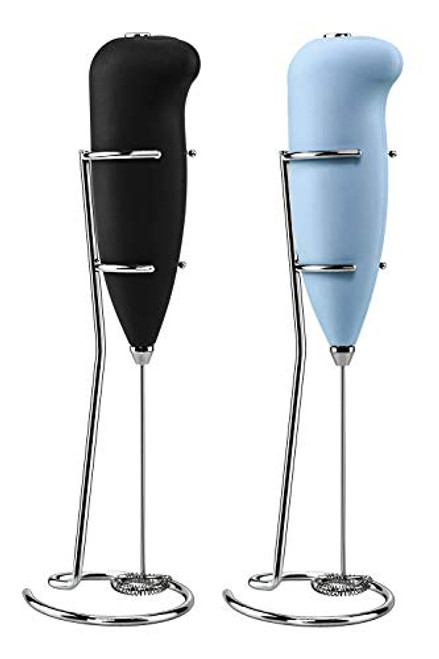 2 Pieces Milk Frother Handheld Foam Maker for Lattes - Whisk Drink Mixer for Bulletproof Coffee Electric Whisk for Cappuccino Frappe Matcha Hot Chocolate black blue 2 Pieces Milk Frother Handheld Foam Maker for Lattes - Whisk Drink Mixer for Bulletproof Coffee Electric Whisk for Cappuccino Frappe Matcha Hot Chocolate black blue