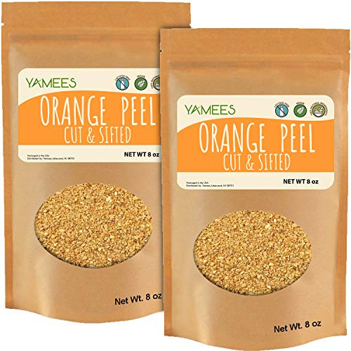 Yamees Orange Peel - Cut and Sifted - Chopped Bulk Spices - Herbal Tea - 1 Pound  2 Pack of 8 Ounces Each