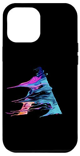 iPhone 12 Pro Max Cool Modern Letter A Abstract Paint Pattern on Black AAN012a Case