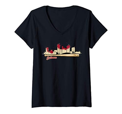 Womens Arizona Baseball Bat Paint Splat City Skyline Fan V-Neck T-Shirt Womens Arizona Baseball Bat Paint Splat City Skyline Fan V-Neck T-Shirt