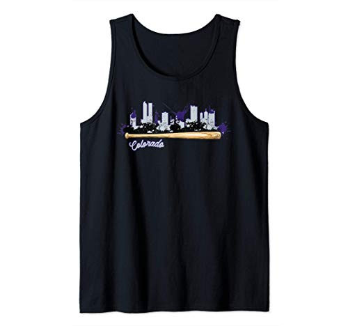 Colorado Baseball Bat Paint Splat City Skyline Fan Tank Top