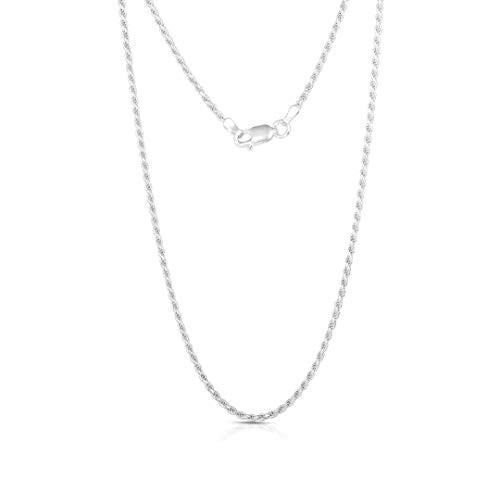 NYC Sterling Unisex Sterling Silver 1.5MM Diamond Cut Italian Made Rope Chain Necklace 20 Sterling Silver NYC Sterling Unisex Sterling Silver 1.5MM Diamond Cut Italian Made Rope Chain Necklace 20 Sterling Silver