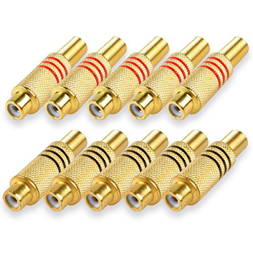 HTTX RCA Phono Female Connectors, Audio / Video RCA Plug Jack Socket Solder Type [10-Pack]