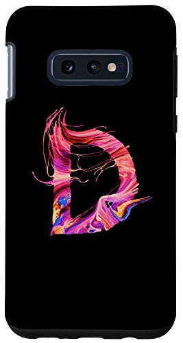 Galaxy S10e Cool Modern Letter D Abstract Paint Pattern on Black AAN012d Case