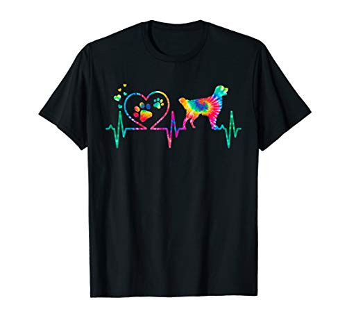 Golden Retriever Mom Dad Heartbeat Tie Dye Dog Gift T-Shirt