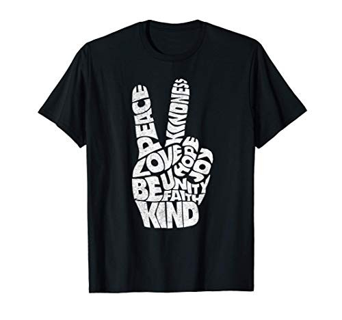 Peace Love Hand Sign Kindness Unity Day Retro Vintage T-Shirt