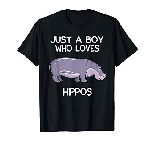 Just A Boy Who Loves Hippos Lover Gift Hippopotamus Love T-Shirt
