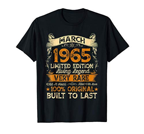 56th Birthday Gift 56 Year Old Retro Vintage March 1965 T-Shirt