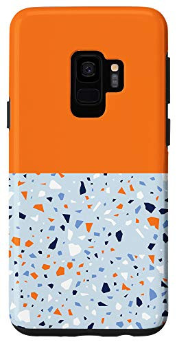 Galaxy S9 Terrazzo Abstract Pattern Modern Orange Neutral Tones Case