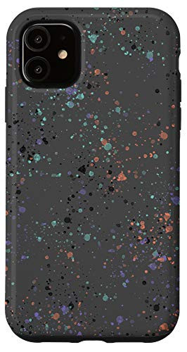 iPhone 11 Paint Splatter Orange Purple Black Grey Case