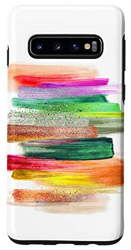 Galaxy S10 Fun Paint Stripes With Splatter On White Background Case