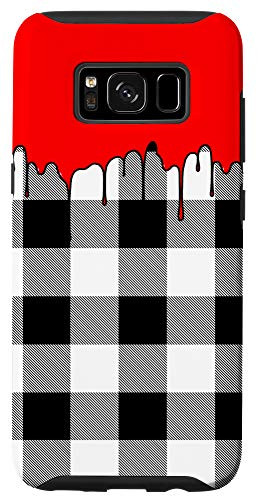 Galaxy S8 Cute Red Paint Spill on Black  and  White Plaid Pattern Gift Case