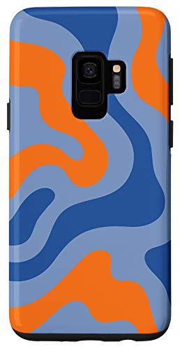Galaxy S9 Retro Liquid Swirl Abstract Pattern Design Blue Orange Case