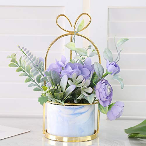Veryhome Artificial Flowers Hydrangea with Ceramic Vase Silk Chrysanthemum Mini Potted Fake Flowers Hanging Potted Plants for Wedding Home Office Decoration Pack of One Purple-Marble Pot Veryhome Artificial Flowers Hydrangea with Ceramic Vase Silk Chrysanthemum Mini Potted Fake Flowers Hanging Potted Plants for Wedding Home Office Decoration Pack of One Purple-Marble Pot