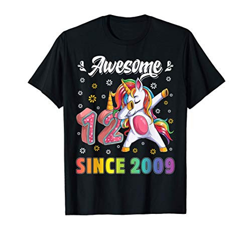 awesome dabbing unicorn birthday 12 year old Girl 12th B-day T-Shirt