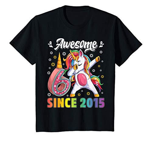 Kids awesome dabbing unicorn birthday 6 year old Girl 6th B-day T-Shirt