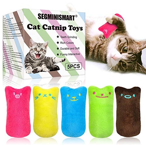 SEGMINISMART Cat Catnip Toys  Interactive Plush Cat Toys  5Pcs Catnip Chew Toy  Soft Plush Cat Pillow for Cat Kitten Teeth Cleaning Playing Chewing