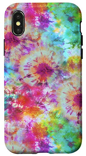 iPhone X XS Green Yellow Orange Red Purple Pink Tie Dye Pattern AEH563 Case