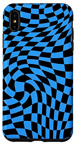 iPhone XS Max Crazy Checkers Blue Checkered Board Black Girly Phone Case
