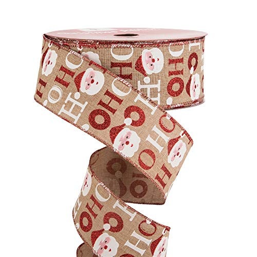 SANNO 30 YardsWired Burlap Christmas Ribbon  Santa HO Fabric Ribbons Natural Jute Gift Wrapping Ribbon Wreath Bows Trims Decorations Rustic Ribbons SANNO 30 YardsWired Burlap Christmas Ribbon  Santa HO Fabric Ribbons Natural Jute Gift Wrapping Ribbon Wreath Bows Trims Decorations Rustic Ribbons