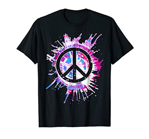 Peace Sign Paint Splatter 70's Hippie Tie Dye Shirt