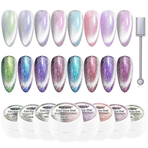 MIZHSE Charming Cat Eye Nail Gel Polish Magnetic Chameleon Gel Nail Polish with Magnet Stick Soak Off UV LED Gel Nail Polish Set 8 Colors MIZHSE Charming Cat Eye Nail Gel Polish Magnetic Chameleon Gel Nail Polish with Magnet Stick Soak Off UV LED Gel Nail Polish Set 8 Colors