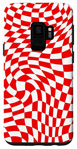 Galaxy S9 Crazy Checkers White Checkered Board Red Girly Phone Case
