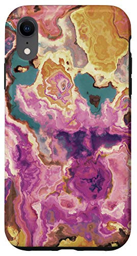 iPhone XR Pink Purple Green Yellow Orange Brown Pattern AEH297 Case
