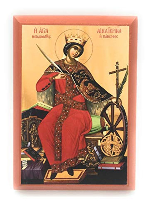 Wooden Greek Orthodox Christian Icon Saint Great Martyr Catherine 4.5" x 6.5" Poplar Wooden Greek Orthodox Christian Icon Saint Great Martyr Catherine 4.5" x 6.5" Poplar