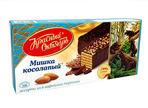 Wafer Chocolate Cake Mishka Kosolapy  Russian Classic Dessert by Red October  Pack of 2