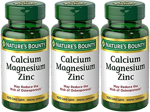 Nature's Bounty Calcium Magnesium Zinc Caplets  100 Count  Pack of 3