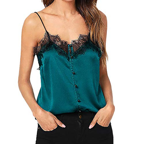 Women Spaghetti Strap Tank Tops Lace V Neck Strappy Loose Camisole Vests Shirt Blue Women Spaghetti Strap Tank Tops Lace V Neck Strappy Loose Camisole Vests Shirt Blue