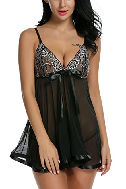 Avidlove Women Lingerie Lace Babydoll Backless Sleepwear Mesh Chemises Black L Avidlove Women Lingerie Lace Babydoll Backless Sleepwear Mesh Chemises Black L