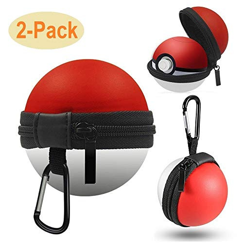 Pokeball Plus Case, Tangchao Portable Carrying Bag with Carabiner Keychain for Pokemon Lets Go Pikachu or Pokemon Eevee Game from Nintendo Switch(2 Packs)