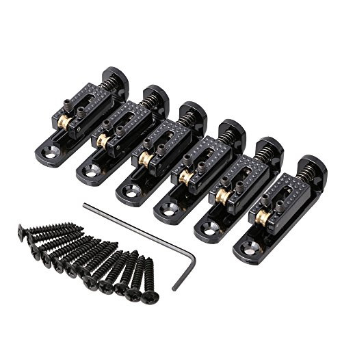 LYWS 6Pcs Individual Single Roller Saddle Guitar Bridge for 3 4 5 6 String Guitar Cigar Box Banjo Parts  Black