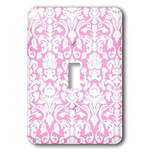 3dRose lsp_76581_1 Girly Pastel Pink And White French Floral Fancy Damask Pattern Single Toggle Switch  Multicolored