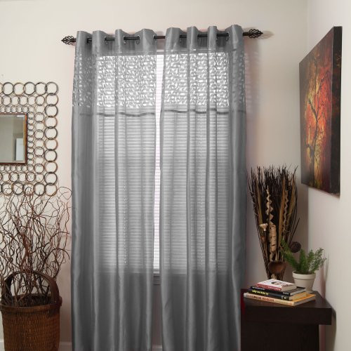 Bedford Home Alla Grommet Curtain Panel  108-Inch  Grey  63A-56115