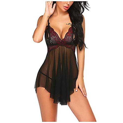 Sexy Lingerie for Women Women Lingerie Lace Halter Teddy Bodysuit V Ncek Plunge Babydoll Nightwear Red
