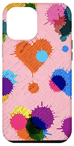 iPhone 12 Pro Max Pink Grunge Hearts Paint Splat Colorful Abstract Cute Case