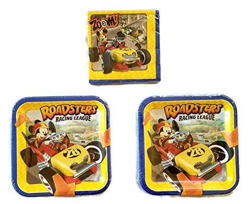 Mickey Mouse 'Mickey and the Roadster Racers' Party Bundle 9" Plates  16  Lunch Napkins  16