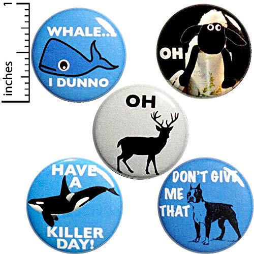 Animal 5 Pack Button Pins or Magnets 1 Inch P16-3