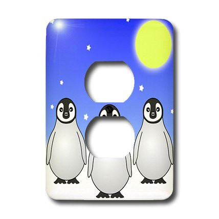 3dRose lsp_6089_6"Baby Emperor Penguins Snowy Day" 2 Plug Outlet Cover Multicolor