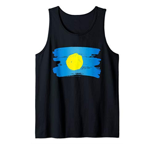 Palau Flag Paint Style Tank Top